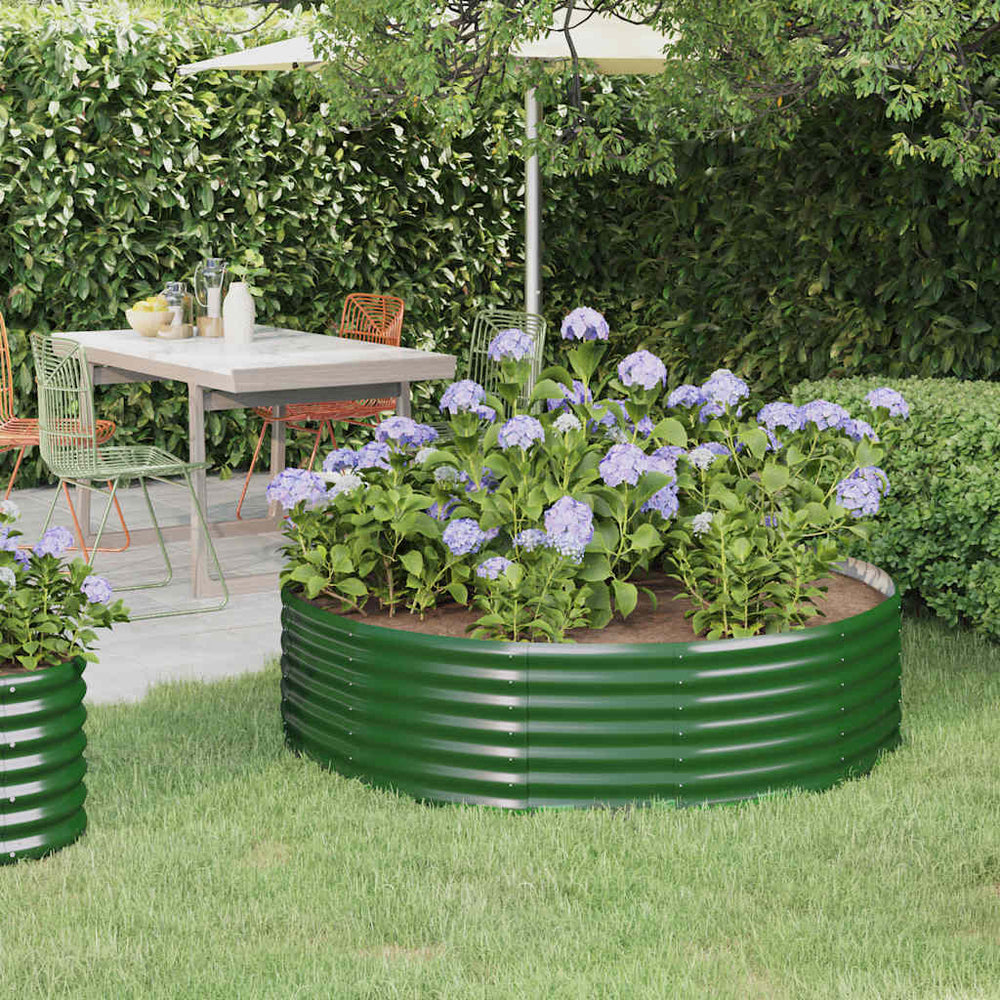 vidaXL Raised Garden Bed Galvanized Steel 140x140x36 cm Green