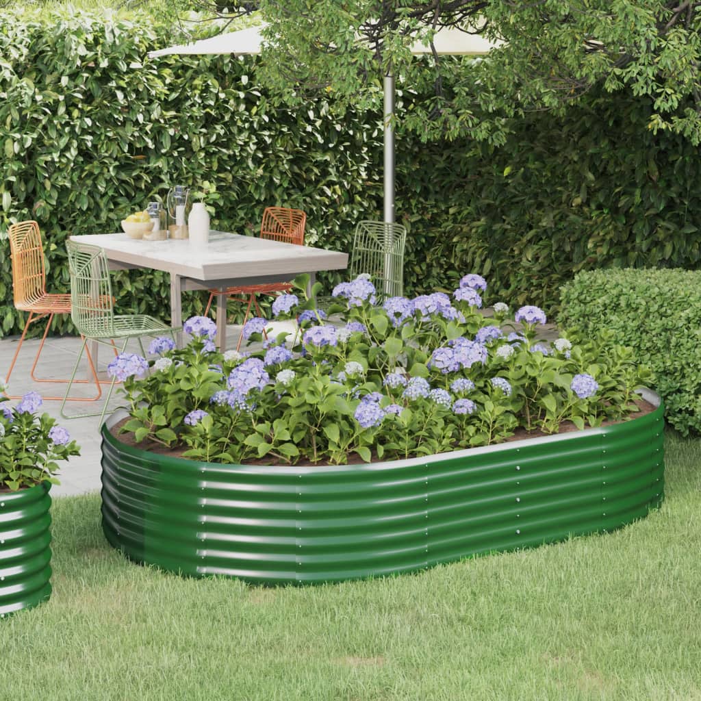vidaXL Raised Garden Bed Galvanized Steel 214x140x36 cm Green