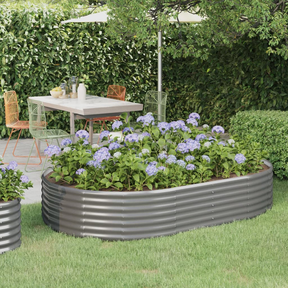 vidaXL Raised Garden Bed Galvanized Steel 214x140x36 cm Gray