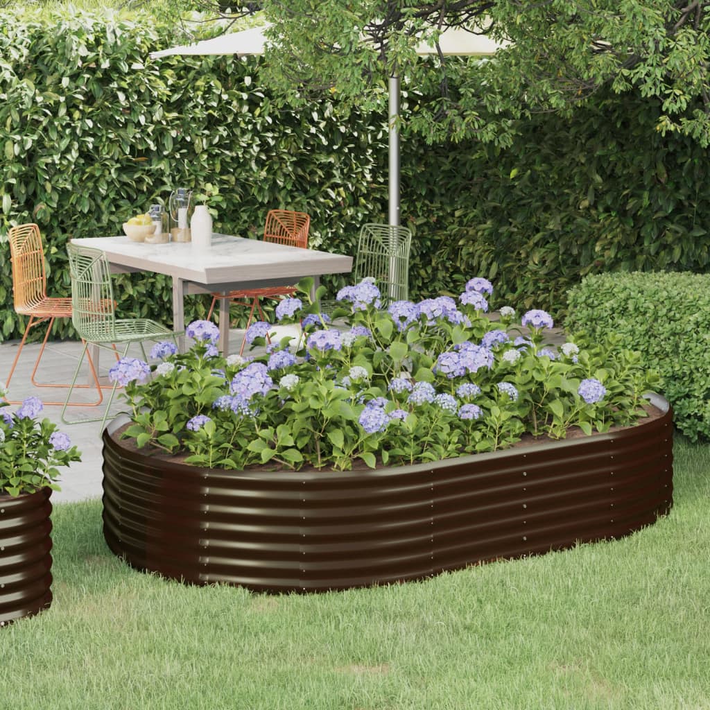 vidaXL Raised Garden Bed Galvanized Steel 214x140x36 cm Brown