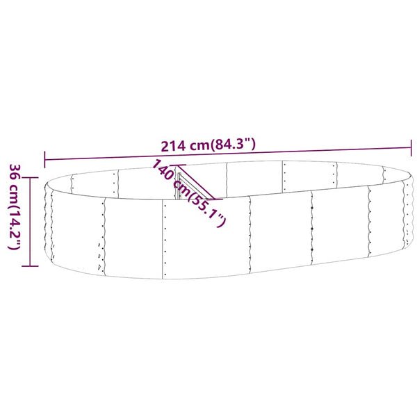vidaXL Raised Garden Bed Galvanized Steel 214x140x36 cm Anthracite