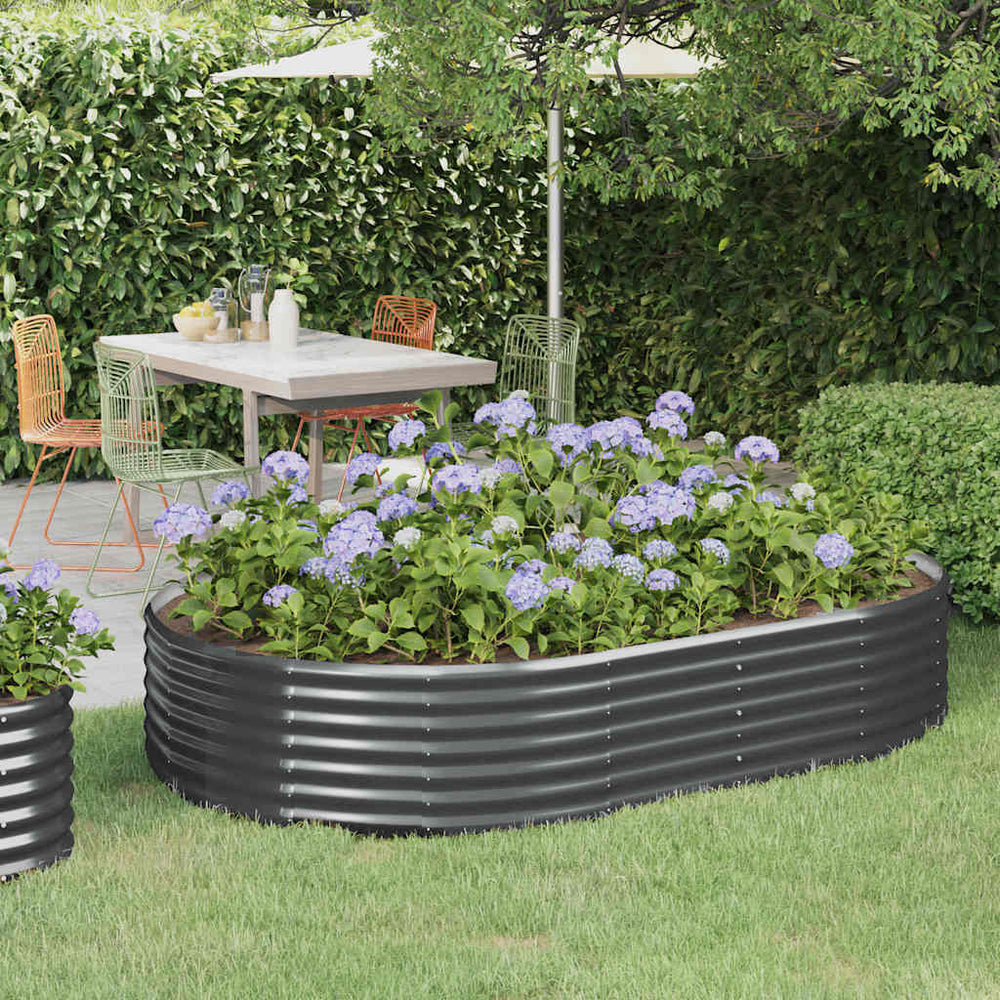 vidaXL Raised Garden Bed Galvanized Steel 214x140x36 cm Anthracite