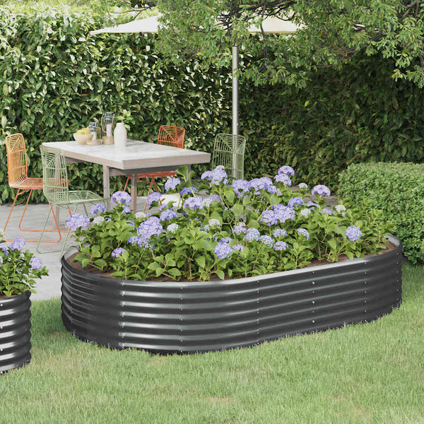vidaXL Raised Garden Bed Galvanized Steel 214x140x36 cm Anthracite