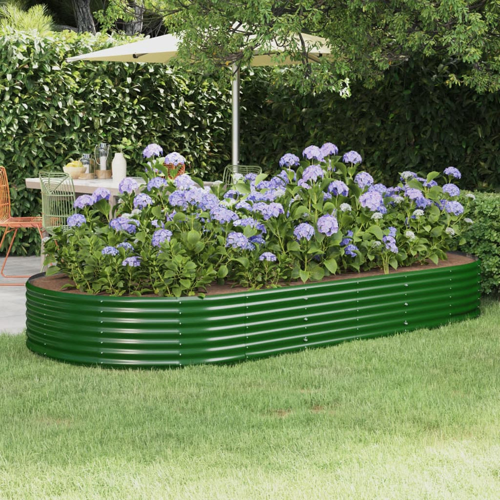 vidaXL Raised Garden Bed Galvanized Steel 296x140x36 cm Green