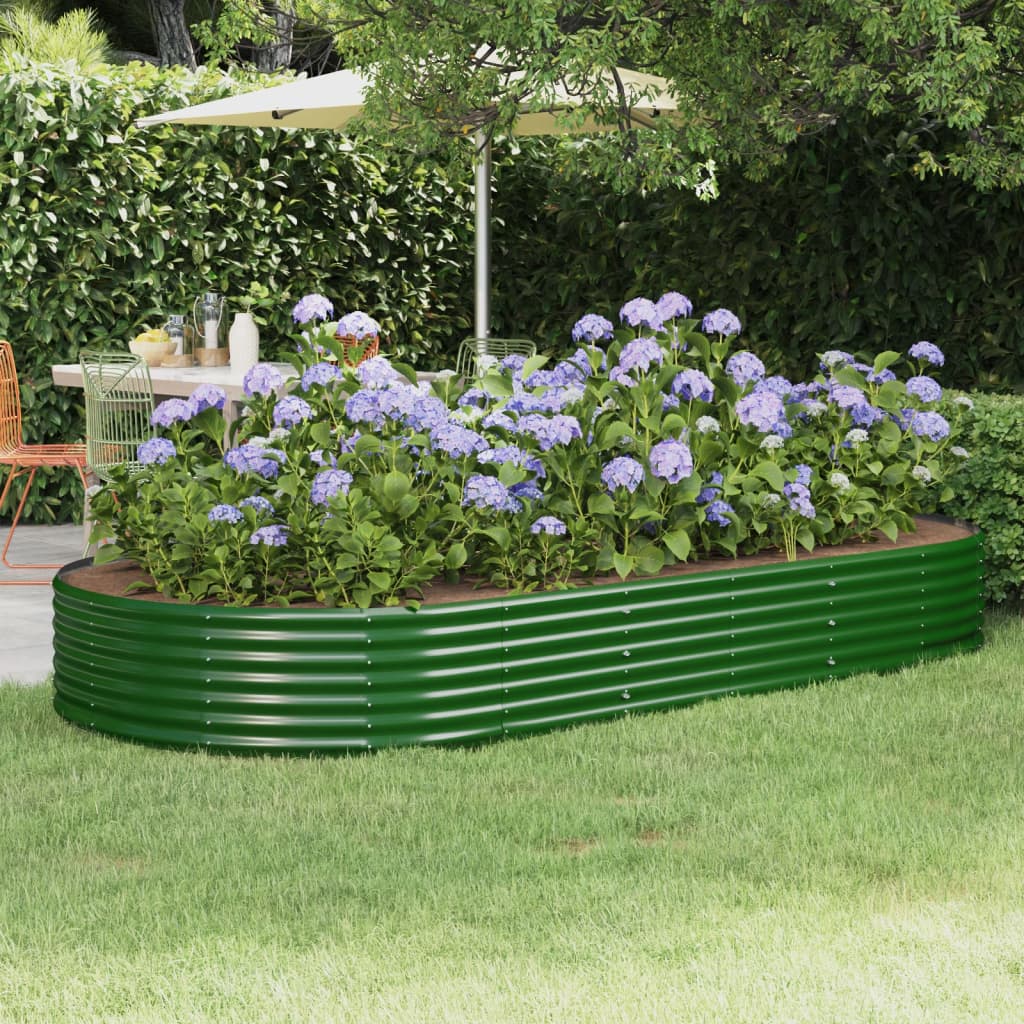 vidaXL Raised Garden Bed Galvanized Steel 296x140x36 cm Green