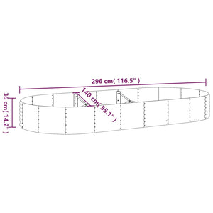 vidaXL Raised Garden Bed Galvanized Steel 296x140x36 cm Brown