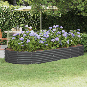 vidaXL Raised Garden Bed Galvanised Steel 296 x 140 x 36 cm Anthracite