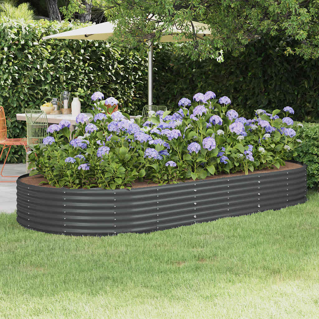 vidaXL Raised Garden Bed Galvanised Steel 296 x 140 x 36 cm Anthracite