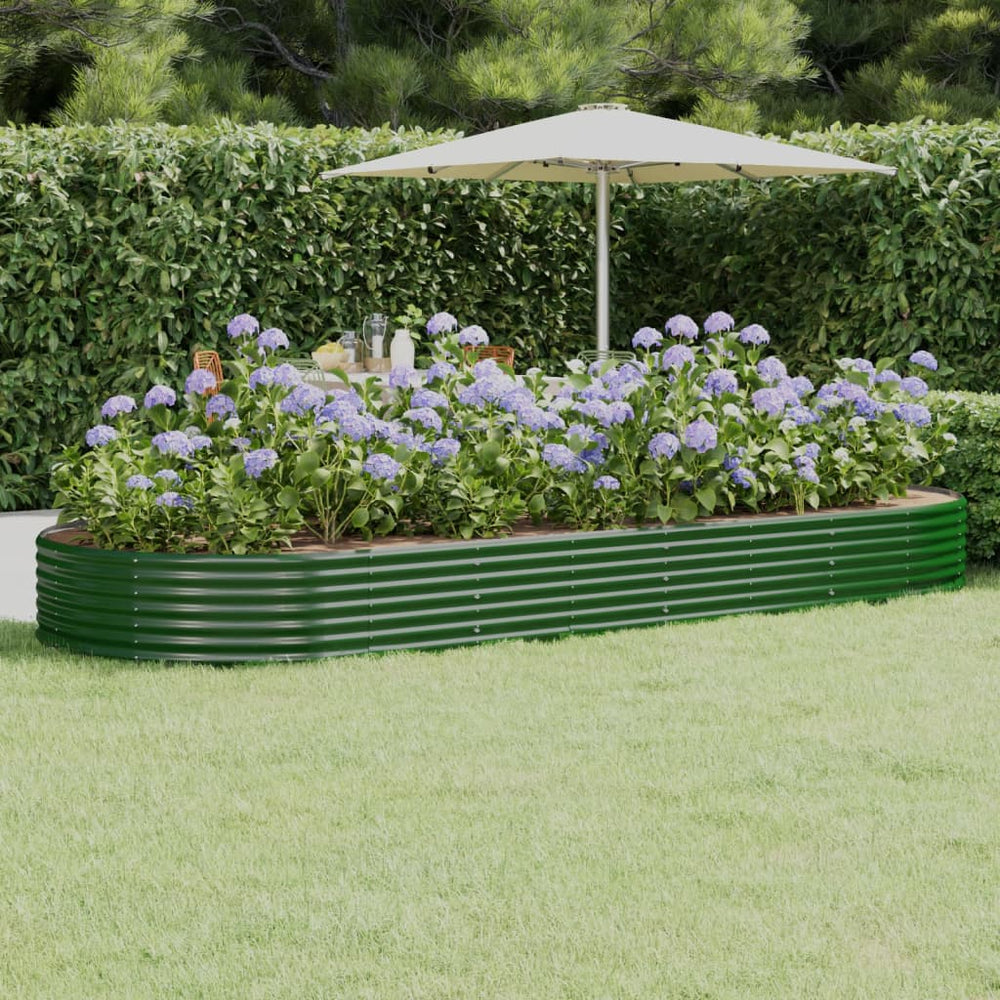 vidaXL Raised Garden Bed Galvanized Steel 373x140x36 cm Green