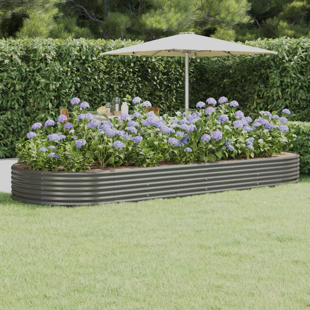 vidaXL Raised Garden Bed Galvanized Steel 373x140x36 cm Grey