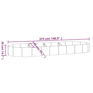 vidaXL Raised Garden Bed Galvanized Steel 373x140x36 cm Brown