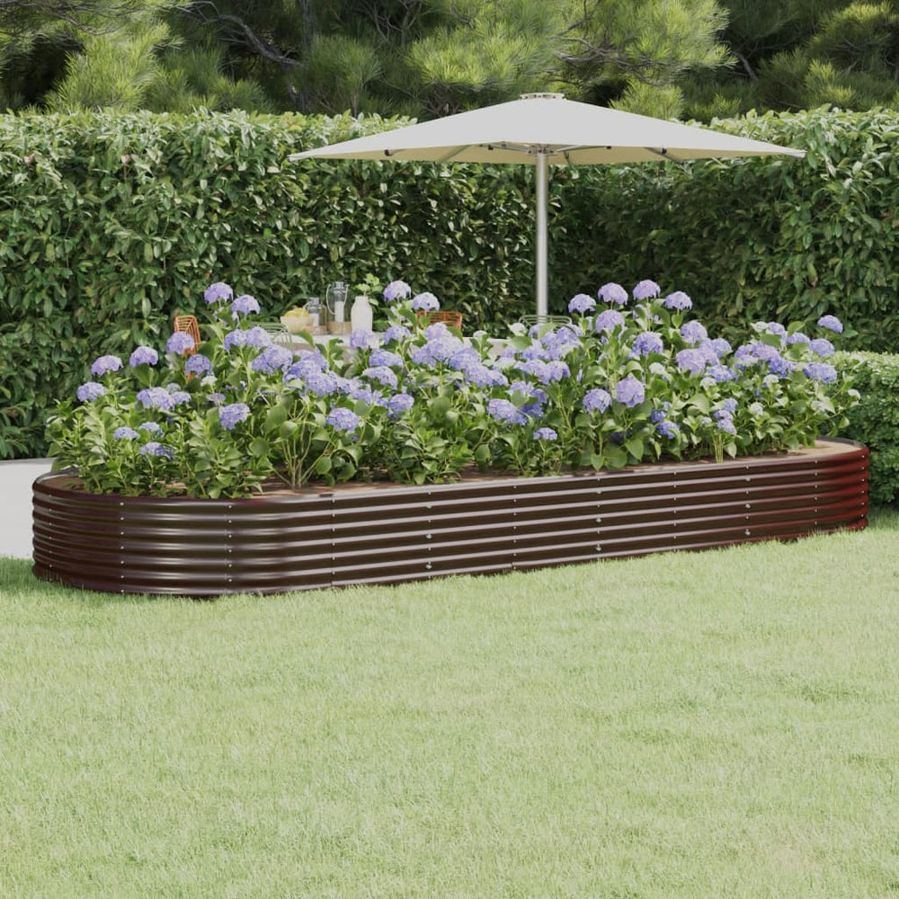 vidaXL Raised Garden Bed Galvanized Steel 373x140x36 cm Brown
