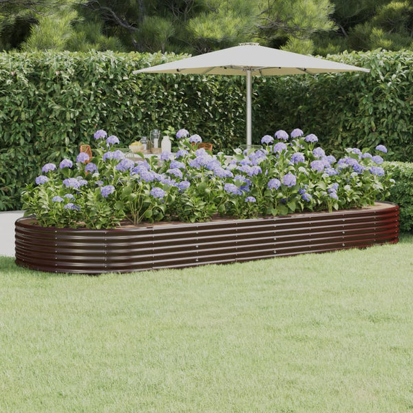 vidaXL Raised Garden Bed Galvanized Steel 373x140x36 cm Brown
