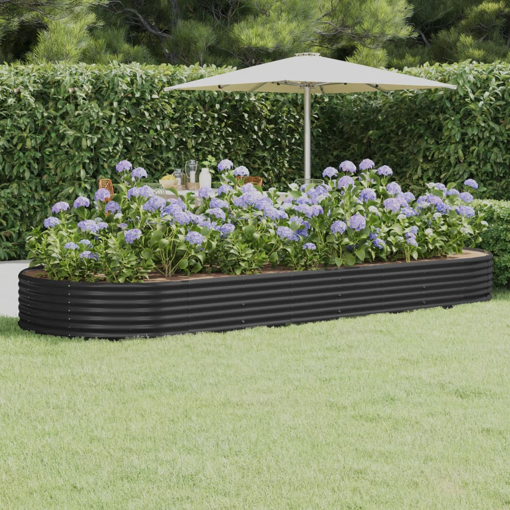 vidaXL Raised Garden Bed Galvanized Steel 373x140x36 cm Anthracite