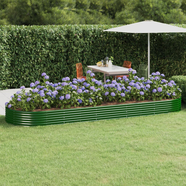 vidaXL Raised Garden Bed Galvanized Steel 450x140x36 cm Green