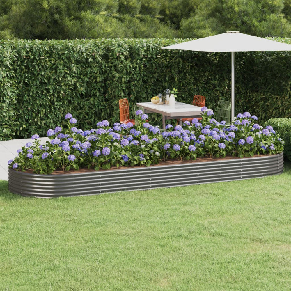vidaXL Raised Garden Bed Galvanized Steel 450x140x36 cm Gray