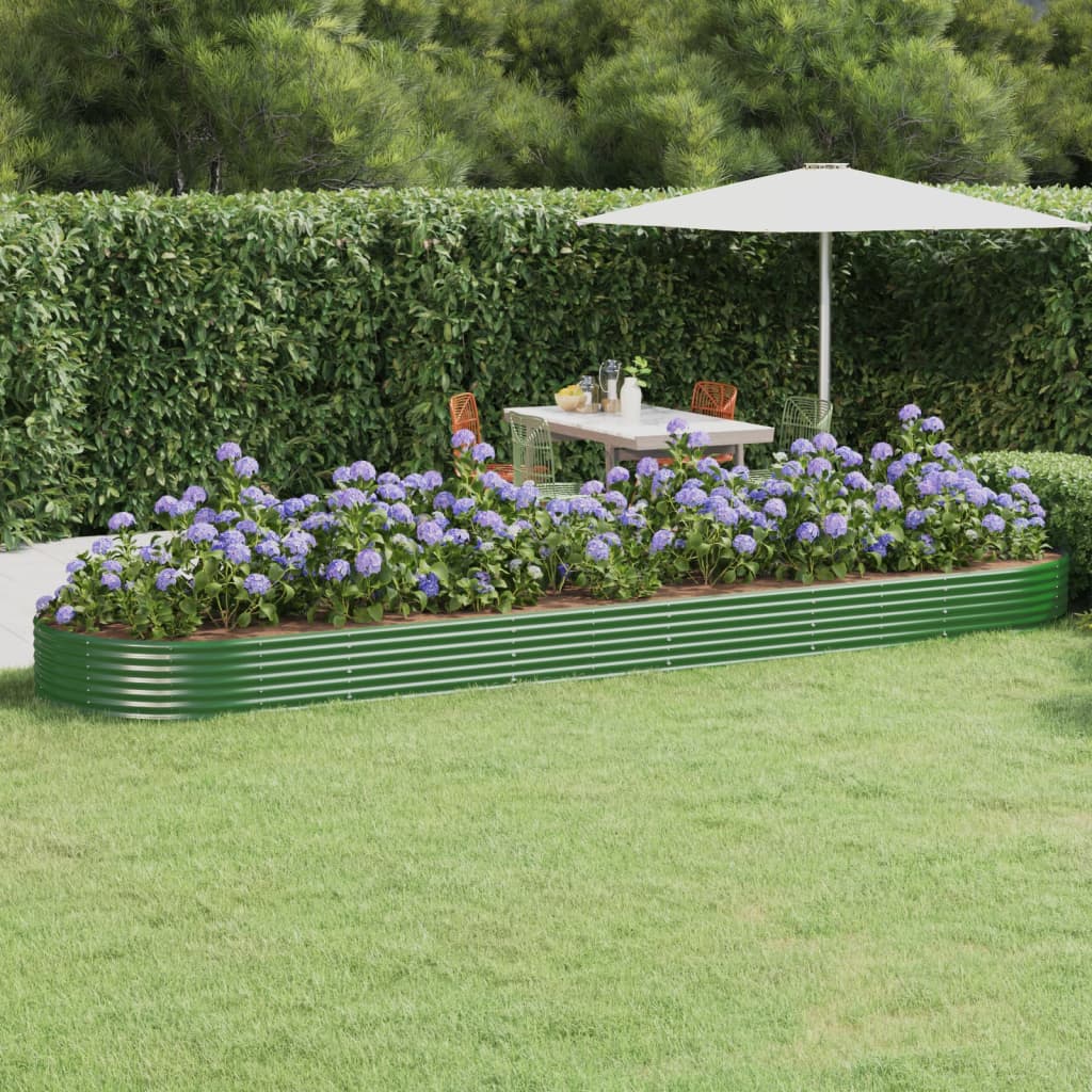 vidaXL Raised Garden Bed Galvanized Steel 523x140x36 cm Green