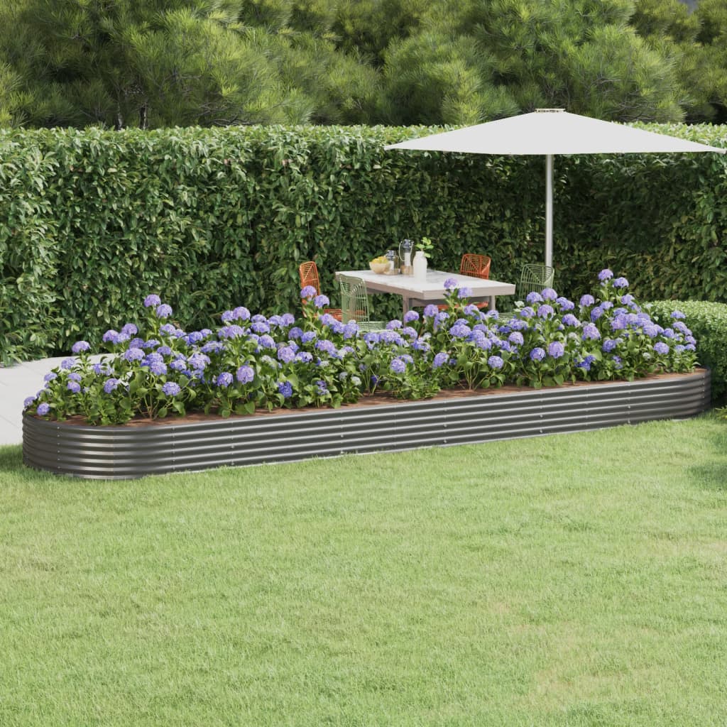vidaXL Raised Garden Bed Galvanized Steel 523x140x36 cm Grey