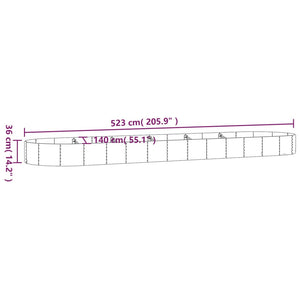 vidaXL Raised Garden Bed Galvanized Steel 523x140x36 cm Brown