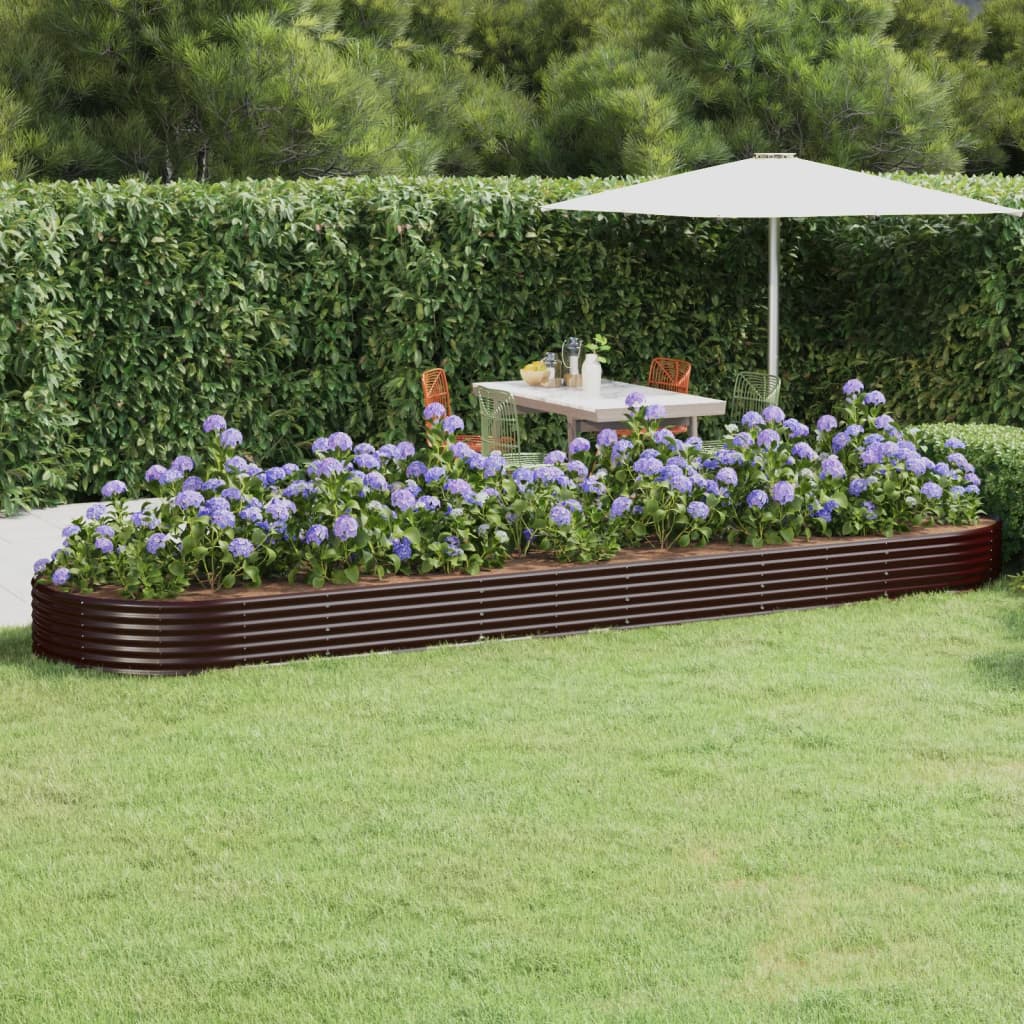 vidaXL Raised Garden Bed Galvanized Steel 523x140x36 cm Brown