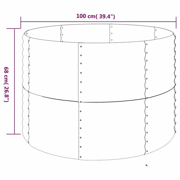 vidaXL Raised Garden Bed Galvanized Steel 100x100x68 cm Grey