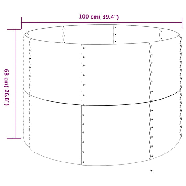 vidaXL Raised Garden Bed Galvanized Steel 100x100x68 cm Brown