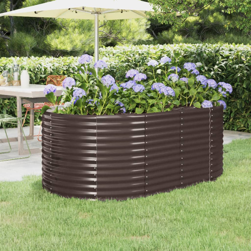 vidaXL Raised Garden Bed Powder-Coated Steel 175x100x68 cm Brown