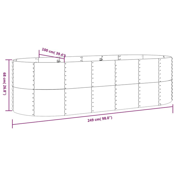 vidaXL Raised Garden Bed Galvanized Steel 249x100x68 cm Grey