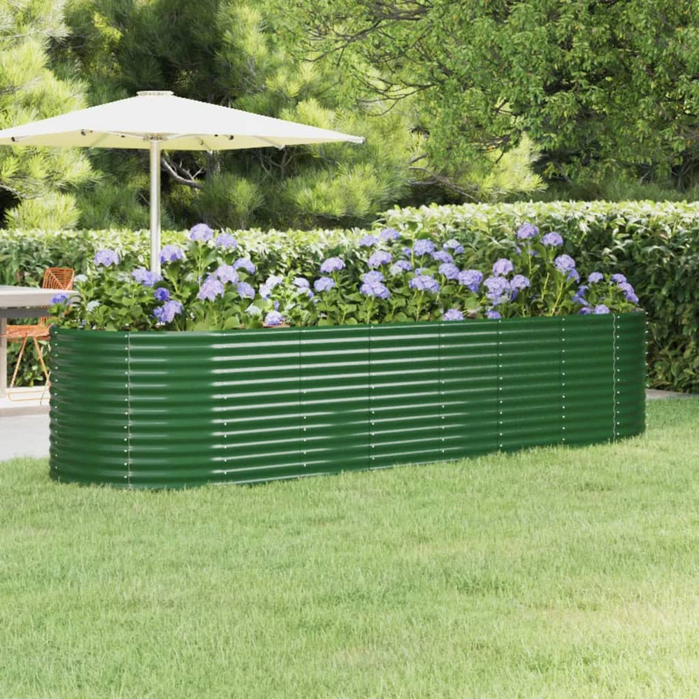 vidaXL Raised Garden Bed Galvanized Steel 322x100x68 cm Green