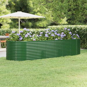 vidaXL Raised Garden Bed Galvanized Steel 322x100x68 cm Green