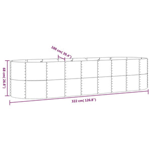 vidaXL Raised Garden Bed Galvanized Steel 322x100x68 cm Brown