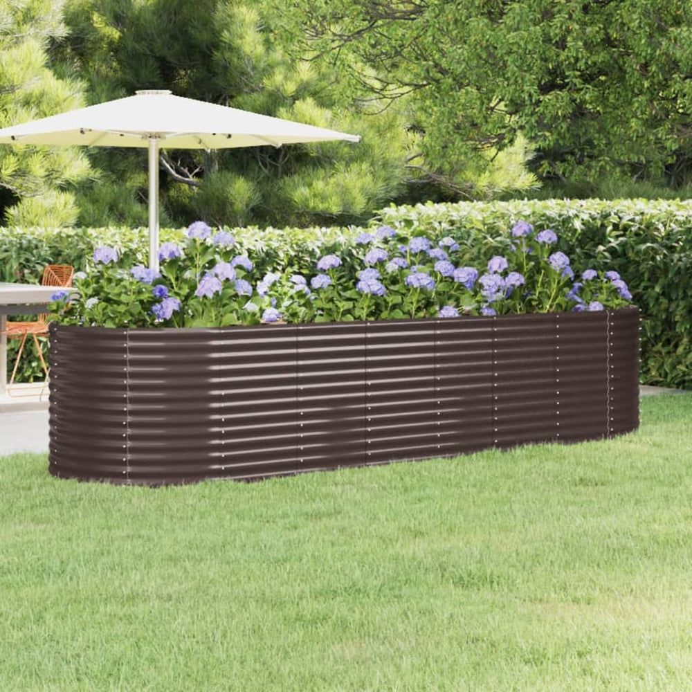 vidaXL Raised Garden Bed Galvanized Steel 322x100x68 cm Brown
