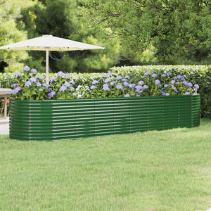 vidaXL Raised Garden Bed Galvanized Steel 396x100x68 cm Green