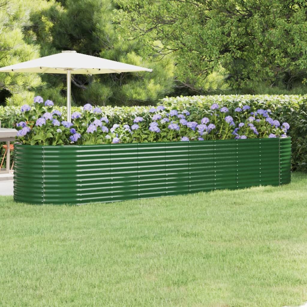 vidaXL Raised Garden Bed Galvanized Steel 396x100x68 cm Green
