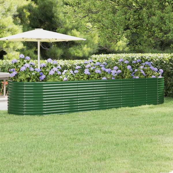 vidaXL Raised Garden Bed Galvanized Steel 396x100x68 cm Green