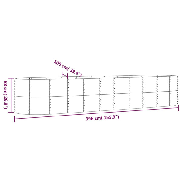 vidaXL Raised Garden Bed Galvanized Steel 396x100x68 cm Gray