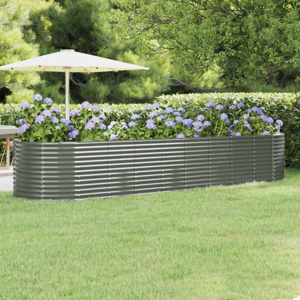 vidaXL Raised Garden Bed Galvanized Steel 396x100x68 cm Gray