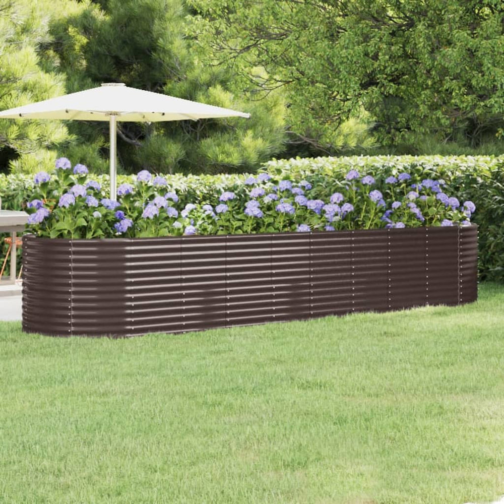 vidaXL Raised Garden Bed Galvanized Steel 396x100x68 cm Brown