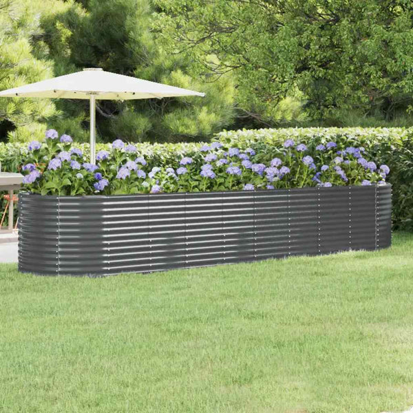 vidaXL Raised Garden Bed Galvanized Steel 396x100x68 cm Anthracite