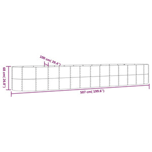 vidaXL Raised Garden Bed Powder-Coated Steel 507x100x68 cm Grey