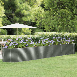 vidaXL Raised Garden Bed Powder-Coated Steel 507x100x68 cm Grey