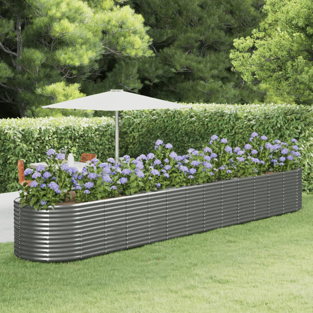 vidaXL Raised Garden Bed Grey 554x100x68 cm Powder-Coated Steel
