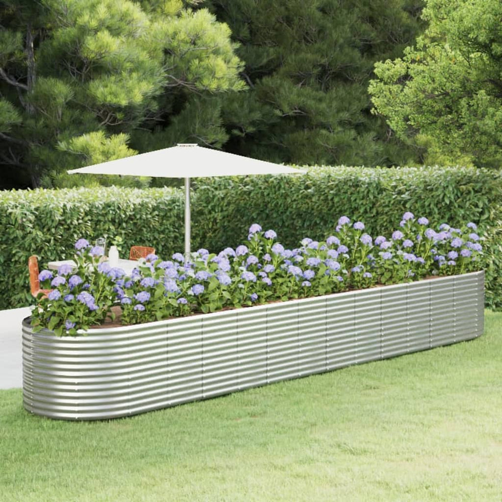 vidaXL Raised Garden Bed Silver 554x100x68 cm Powder-Coated Steel
