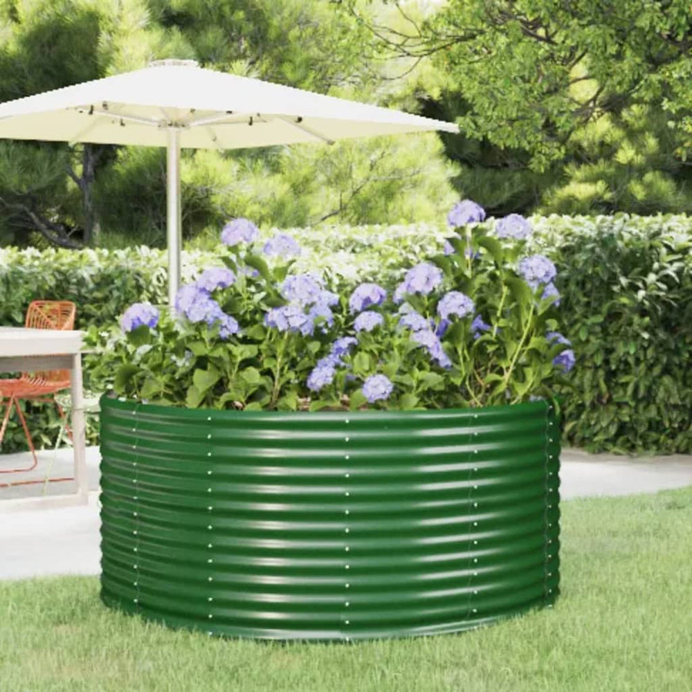 vidaXL Galvanized Steel Raised Garden Bed Green 140 x 140 x 68 cm