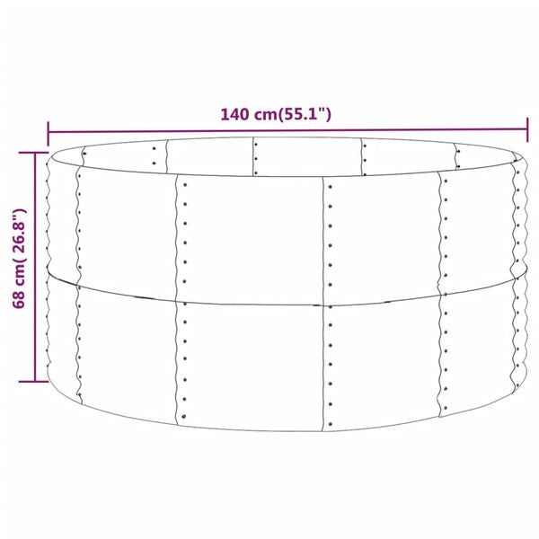 vidaXL Raised Garden Bed Grey 140x140x68 cm Galvanised Steel