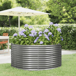 vidaXL Raised Garden Bed Grey 140x140x68 cm Galvanised Steel