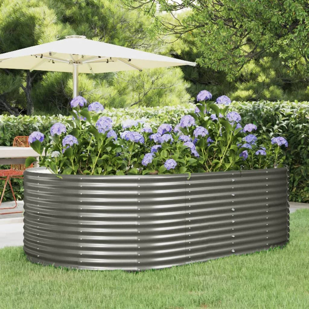 vidaXL Raised Garden Bed Grey 212x140x68 cm Galvanized Steel