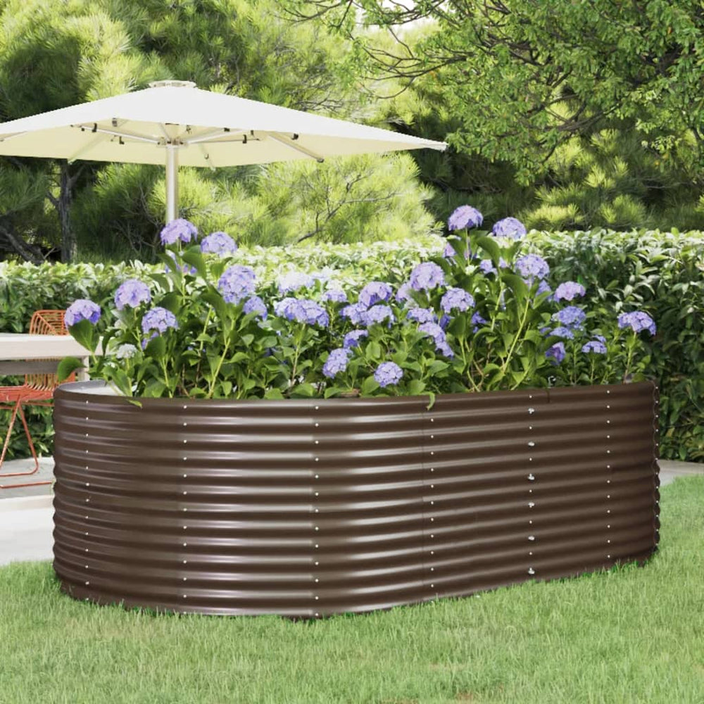 vidaXL Raised Garden Bed Brown 212x140x68 cm Galvanized Steel