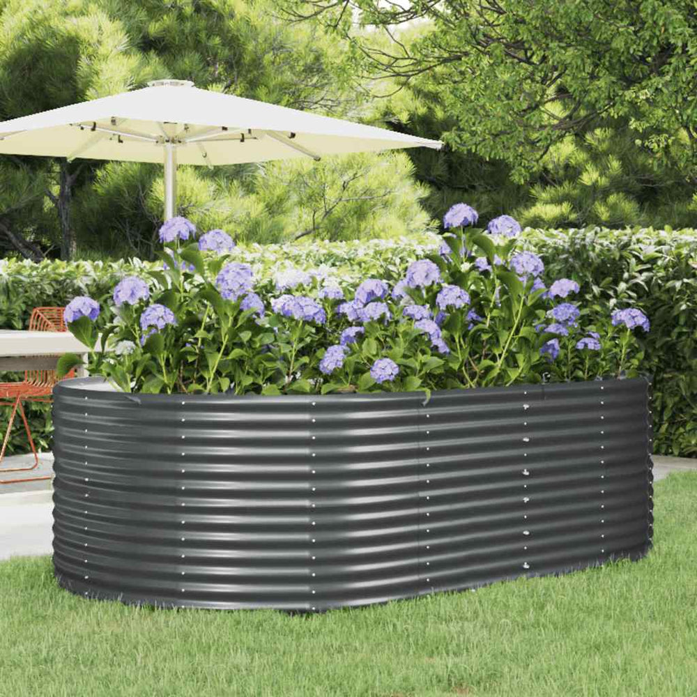 vidaXL Garden Raised Bed Anthracite 212 x 140 x 68 cm Galvanized Steel