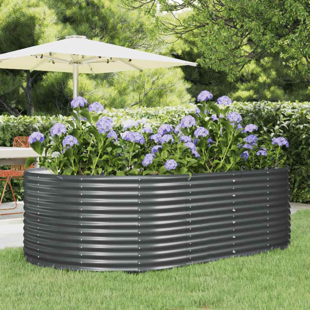 vidaXL Garden Raised Bed Anthracite 212 x 140 x 68 cm Galvanized Steel